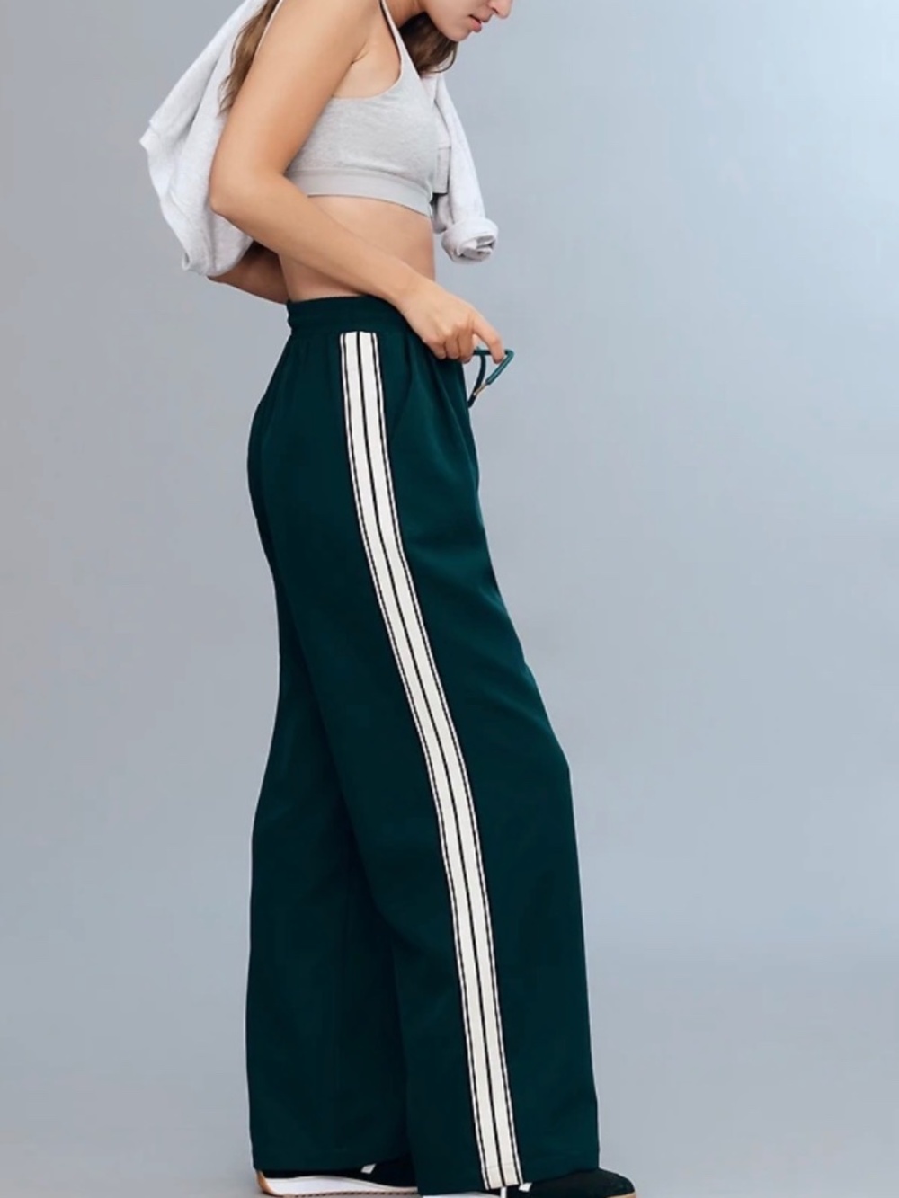 Anthropologie x Bishop + Young striped pleated pants forest green med